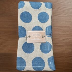 Mud Pie Chambray Blue Dot Cloth Napkins Set of 4 NWT Coastal Farmhouse